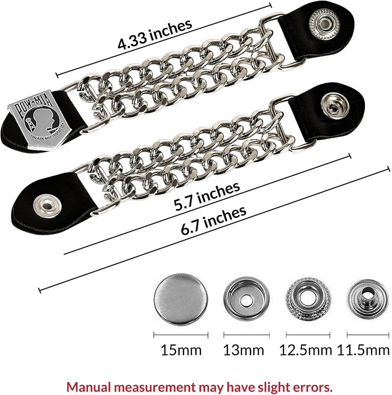 Mirthcos Motorcycle Vest Extenders for Men & Women - 4 PCS Leather Vest Extensions for Biker - Durable Double Chrome Chains - Image 3